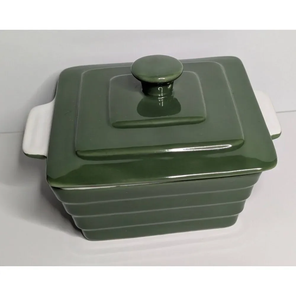 Green Ceramic Covered Mini Casserole Dish 6